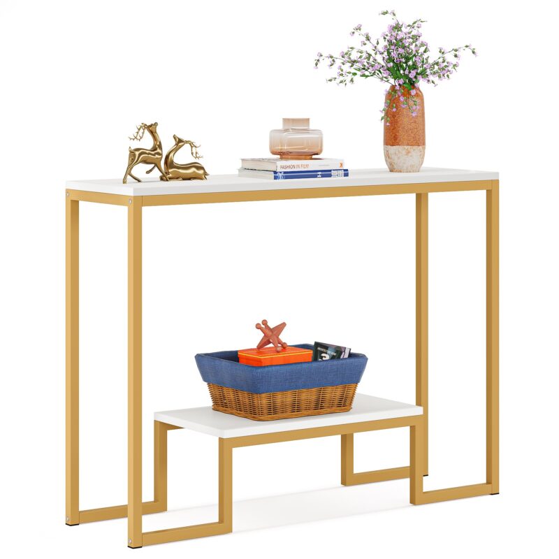 Console Table, 2-Tier Modern Hallway Table Sofa Side Table