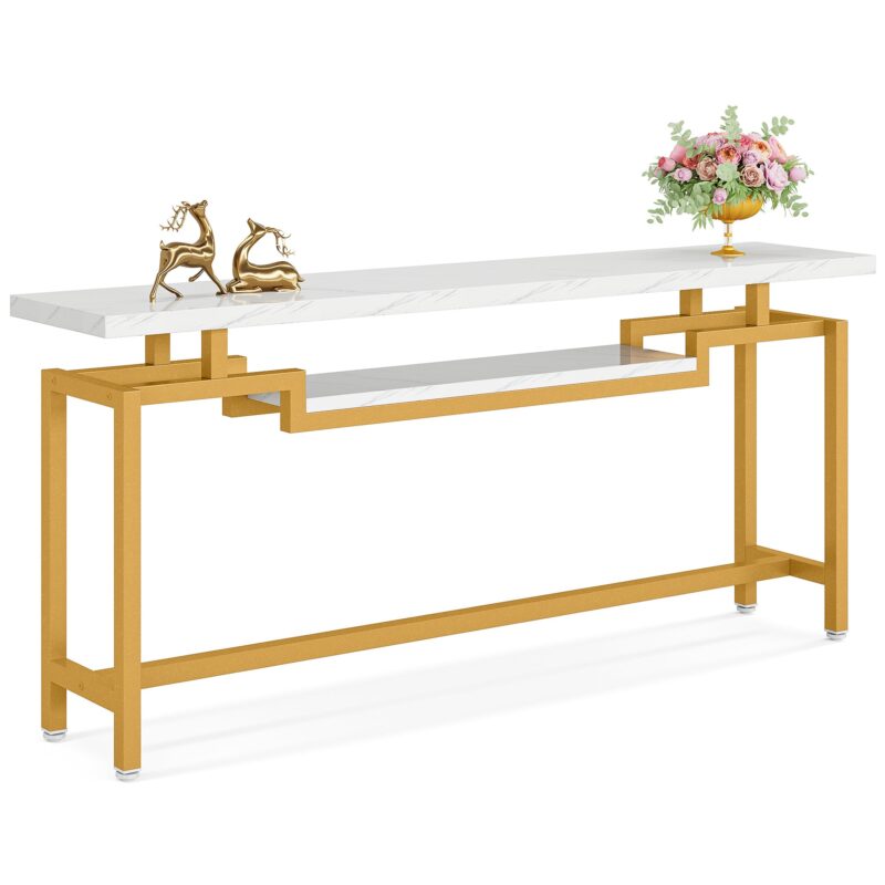 Console Table, 70" Sofa Table with 2 Tier Storage Shelves - Image 7