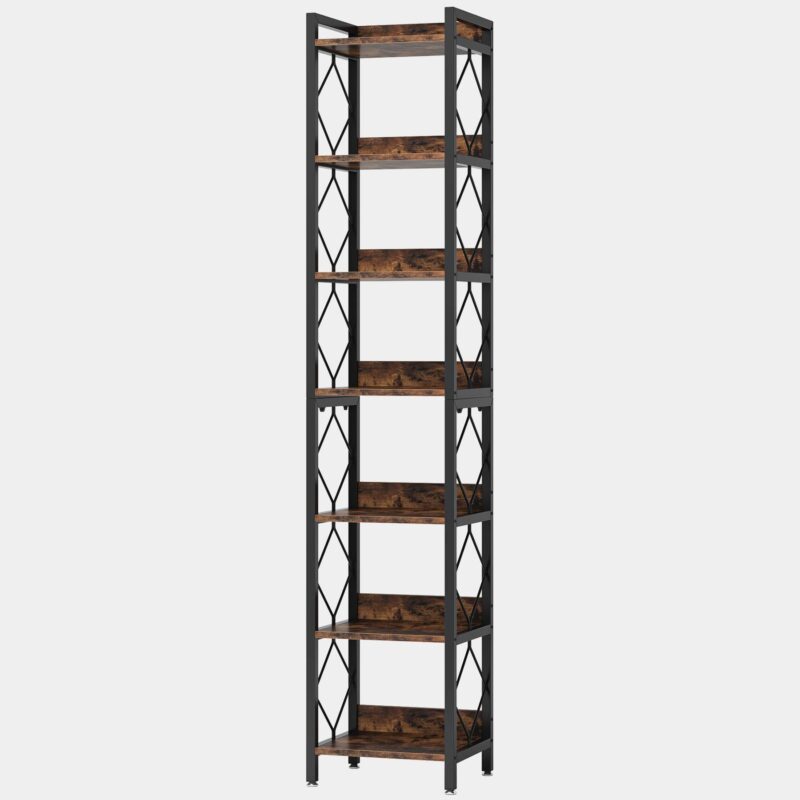 Corner Shelf, 78.7" Narrow Bookshelf 7 Tier Corner Bookcase - Image 2