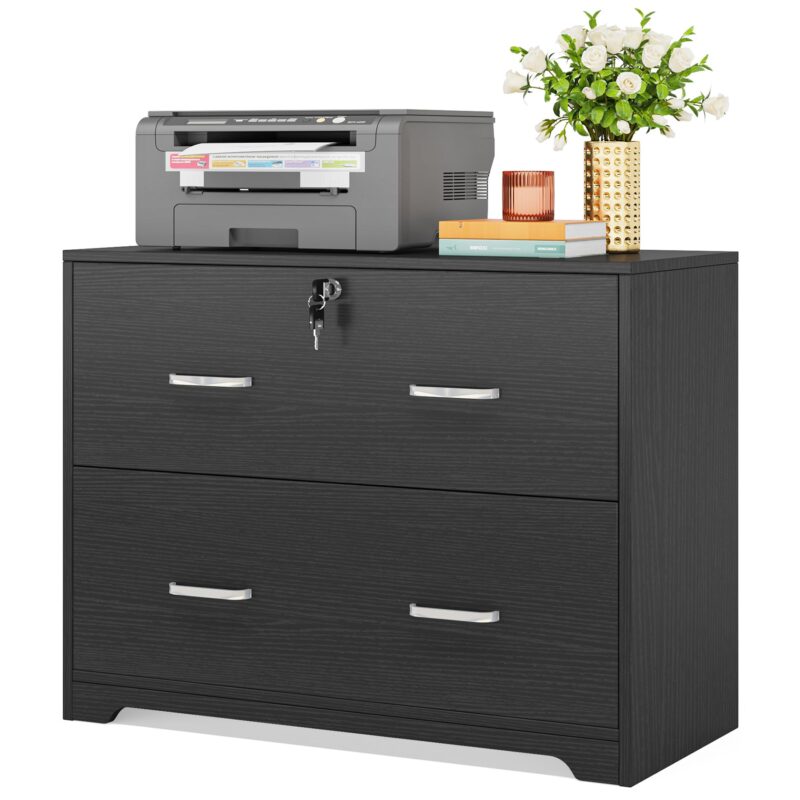 File Cabinet, Modern Lateral Storage Cabinet with 2-Drawer - Image 7