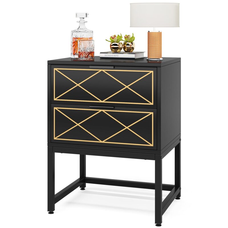 Nightstand, Modern Bedside Table Sofa End Table with 2 Drawers