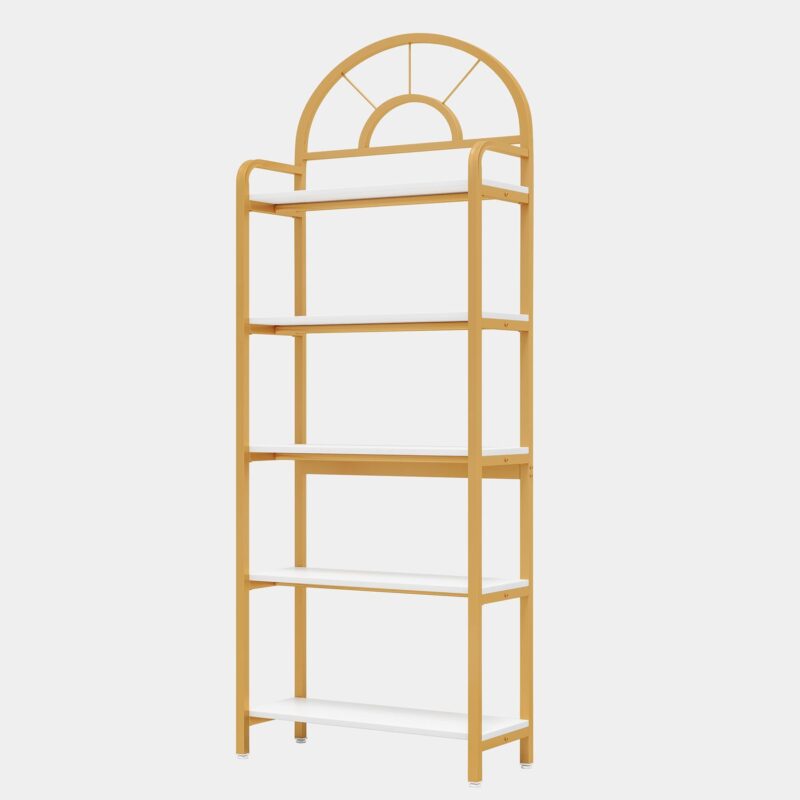 Bookshelf, 5-Tier Modern Arched Etagere Bookcase Storage Rack - Image 2