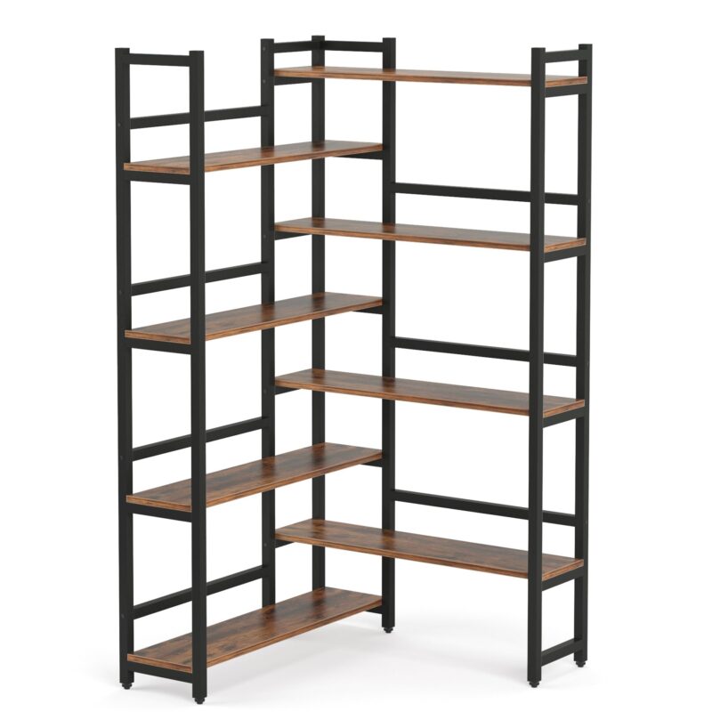 Corner Bookshelf,  8-Tier Industrial 70.8” Bookcase - Image 2