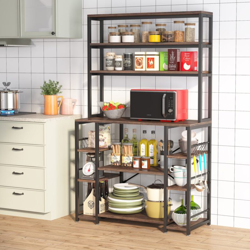 Kitchen Baker's Rack, 6-Tier Utility Kitchen Storage Shelf with Hutch - Image 2