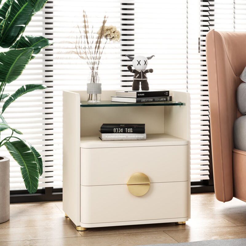 Nightstand, 2-Drawer Modern Bedside Table with Open Storage - Image 2