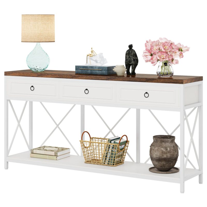 Console Table, 70.8" Sofa Foyer Table with 3 Drawers & Storage Shelf