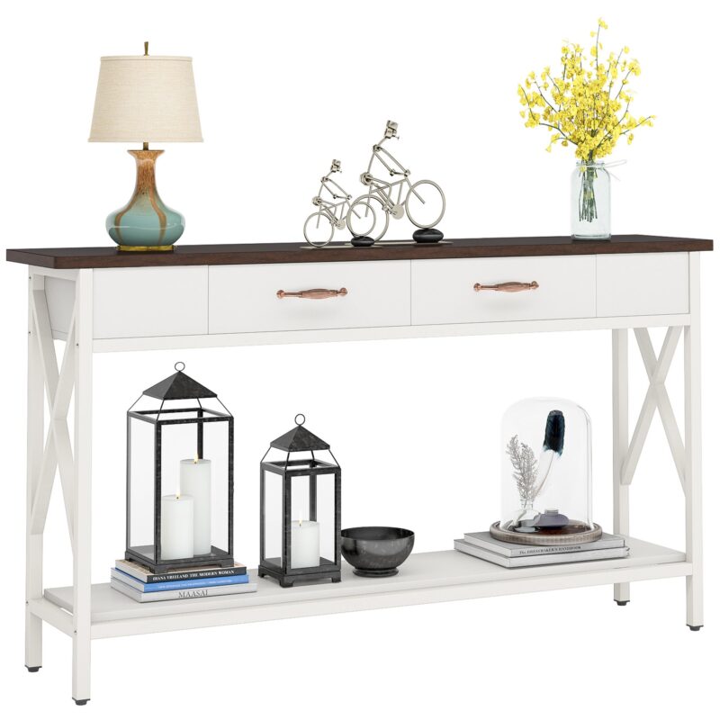 Console Table, 70.9" Sofa Table with Drawers & Storage Shelves