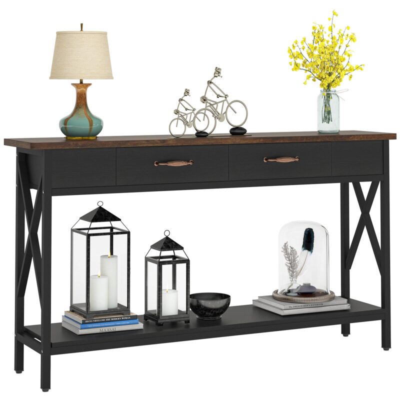 Console Table, 70.9" Sofa Table with Drawers & Storage Shelves - Image 7