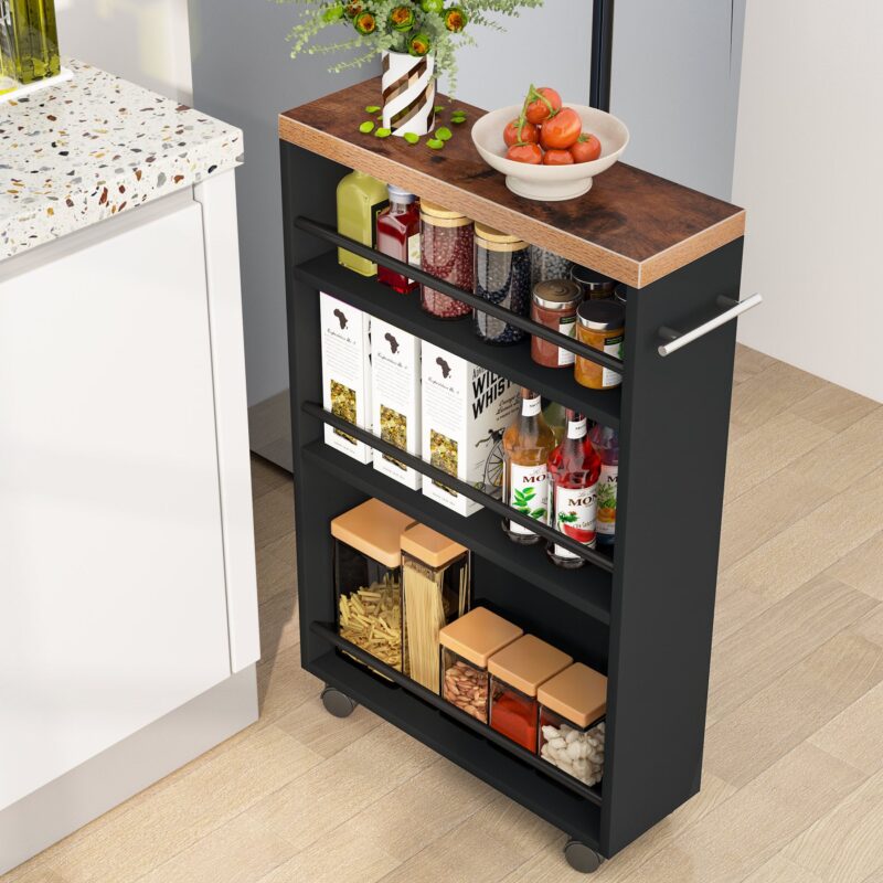 Storage Cart, Slim Rolling Narrow Kitchen Cart for Small Place - Image 2