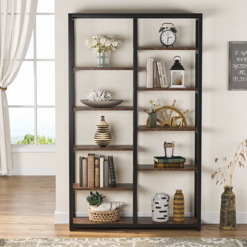 Bookshelf Bookcase, 10-Open Shelf Etagere Bookcase - Image 4