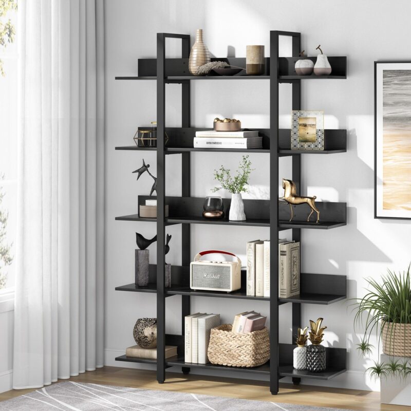 5-Tier Bookshelf, Industrial 5-Shelf Etagere Bookcase - Image 9