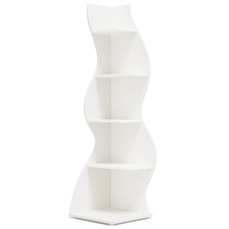 Corner Shelf, Modern 5-Tier Wall Corner Bookshelf Bookcase - Image 2