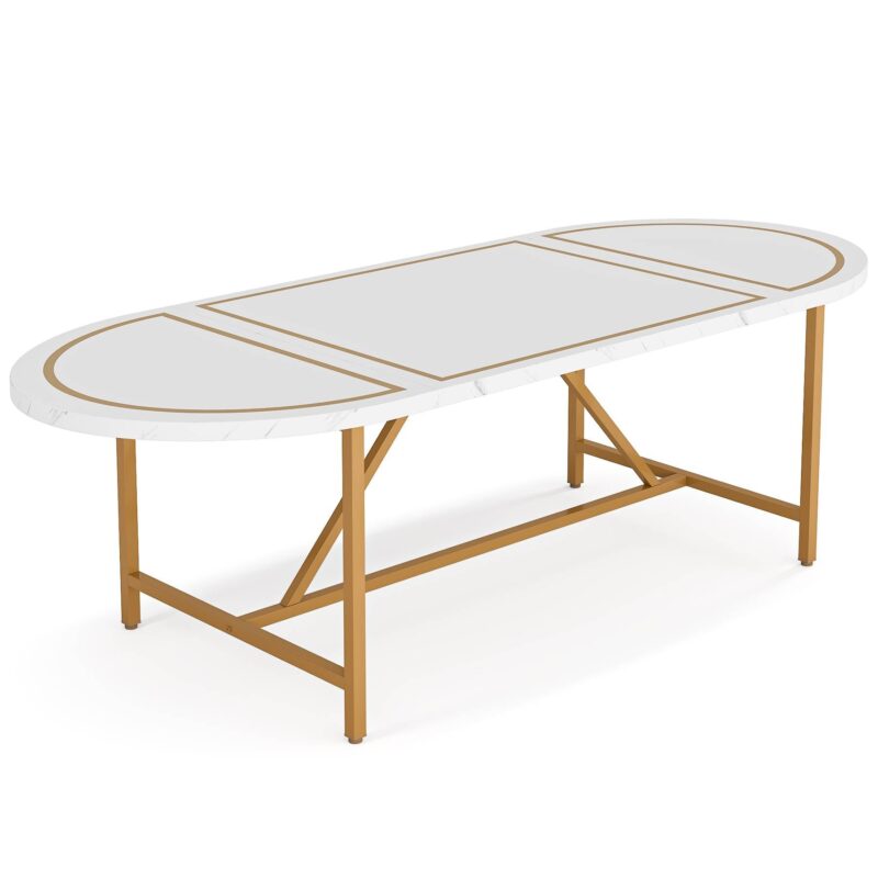 Dining Table, 70.8 Inch Modern Oval Kitchen Table for 6 People - Image 2