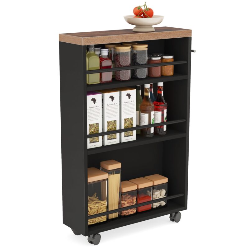 Storage Cart, Slim Rolling Narrow Kitchen Cart for Small Place