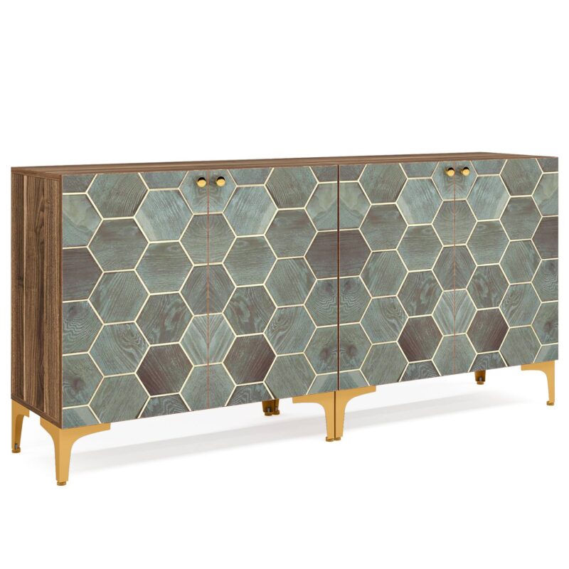 Sideboard Buffet Set of 2, Modern Storage Cabinet with Doors - Image 2