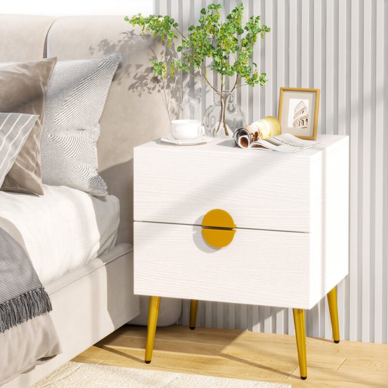 Nightstands, Modern Bedside Table with 2 Drawers - Image 9