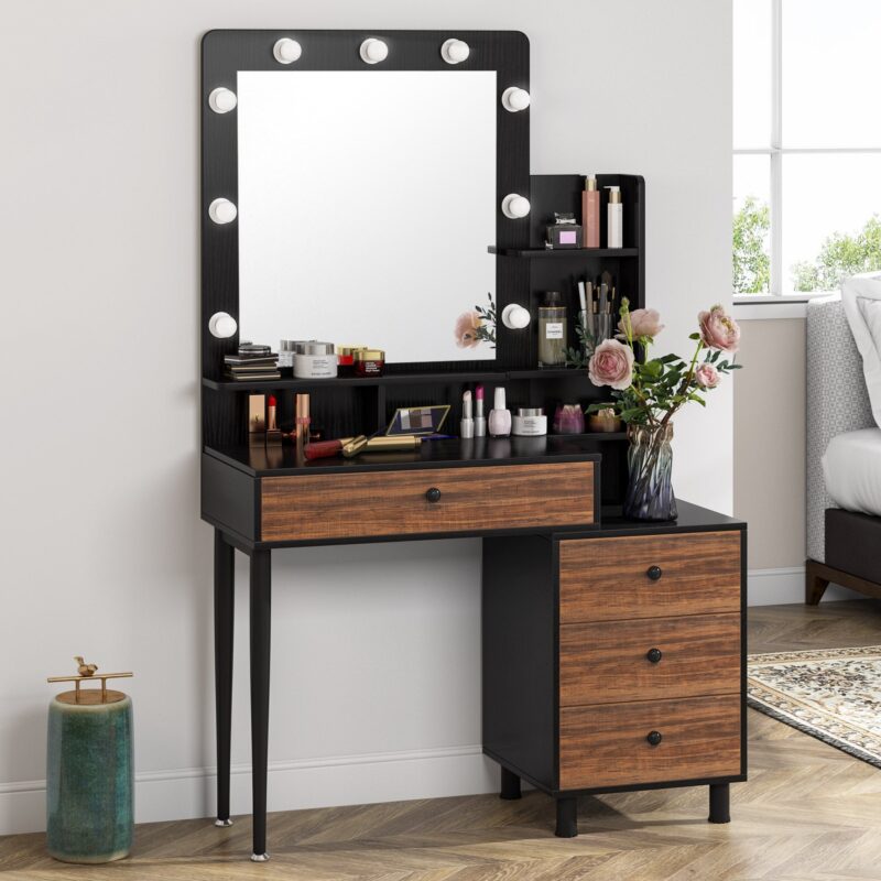 Vanity, Dressing Table with Lighted Mirror (Stool NOT Included)