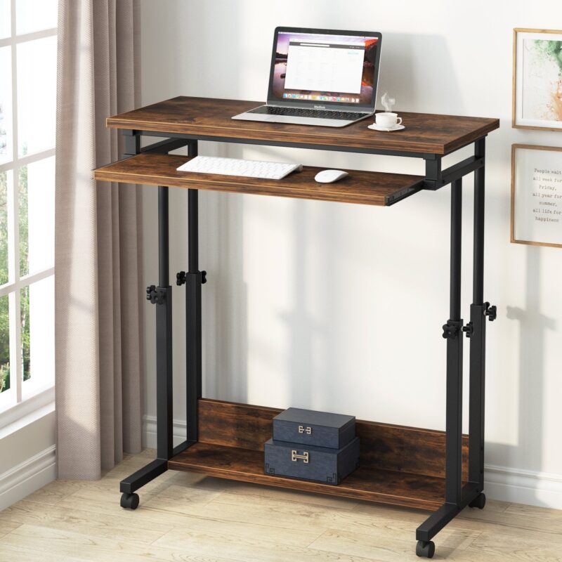 Height Adjustable Desk, Rolling Standing Desk Portable Desk - Image 2