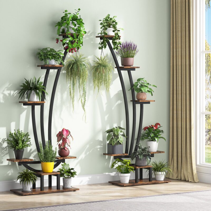 Plant Stand, Metal Curved Display Shelf Pack of 2