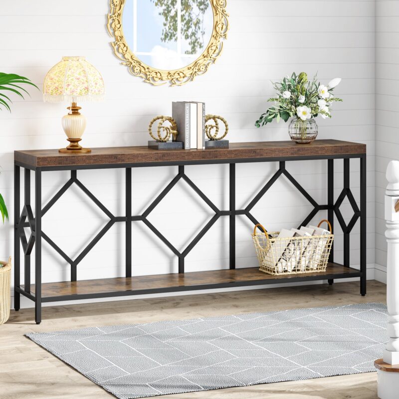 Console Table, 71" Extra Long Sofa Table with Open Storage Shelf - Image 2