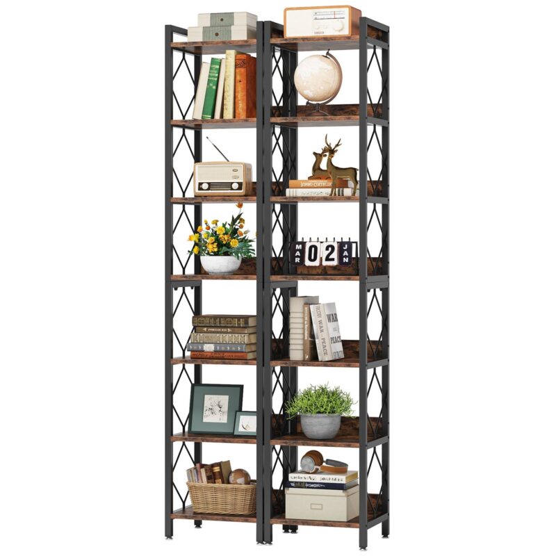 Corner Shelf, 78.7" Narrow Bookshelf 7 Tier Corner Bookcase - Image 9