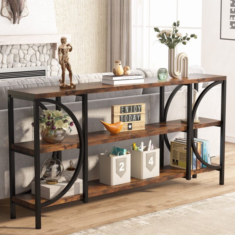 Console Table, 70.86" Sofa Entryway Table with 3 Tier Storage Shelves