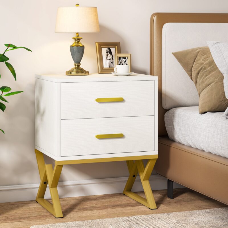 Nightstand, Modern Bedside Sofa Table with 2 Storage Drawers - Image 3