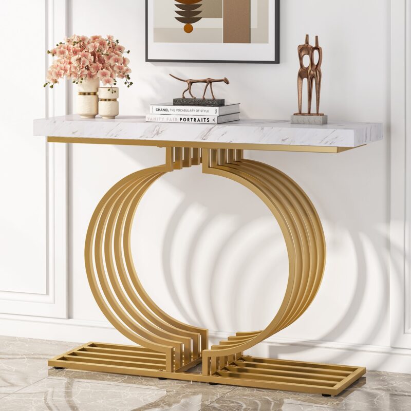 Console Table, 40 inch Entryway Sofa Table with Gold Base