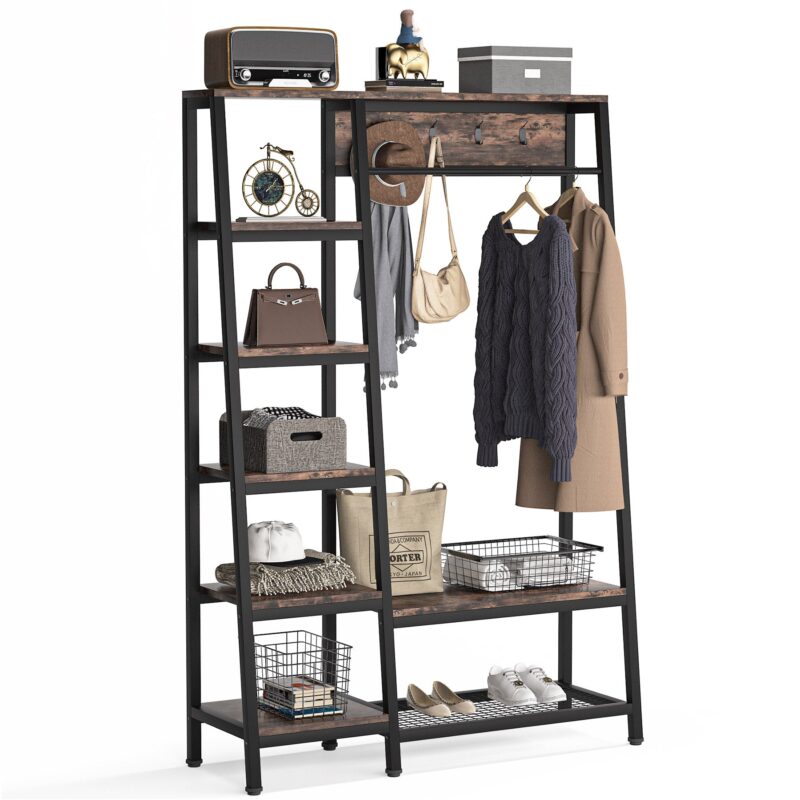 Freestanding Closet Organizer, Hall Trees with Shoes Bench