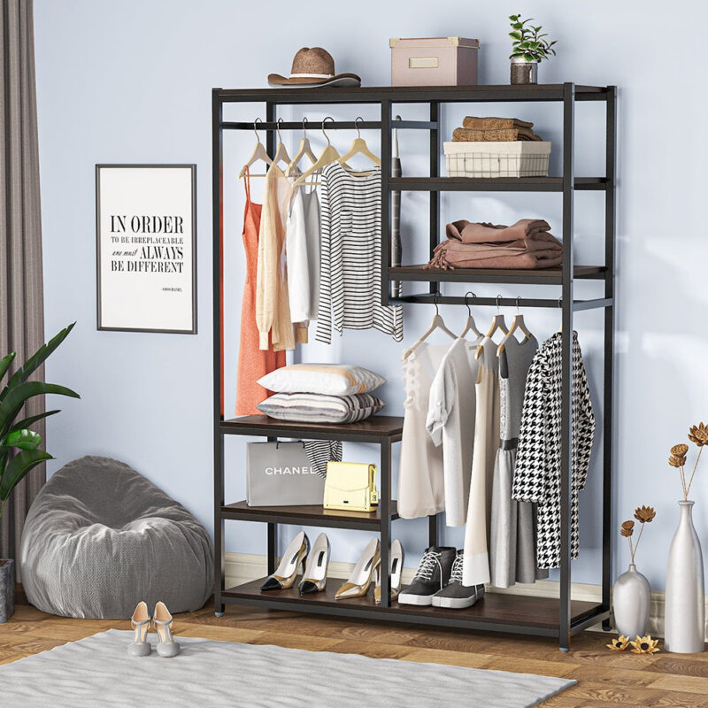 Freestanding Closet Organizer, Clothes Racks with 2 Hanging Rod - Image 3