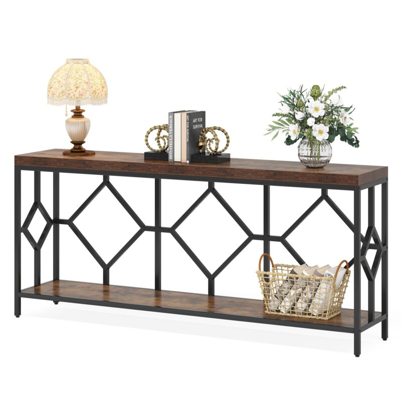 Console Table, 71" Extra Long Sofa Table with Open Storage Shelf