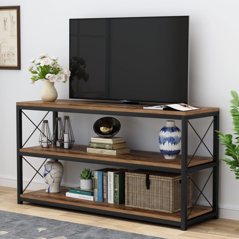 Console Sofa Table with Open Shelf, Industrial TV Stand - Image 6