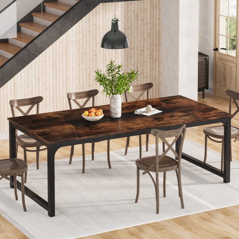 Dining Table, Industrial Kitchen Table with Metal Frame - Image 3