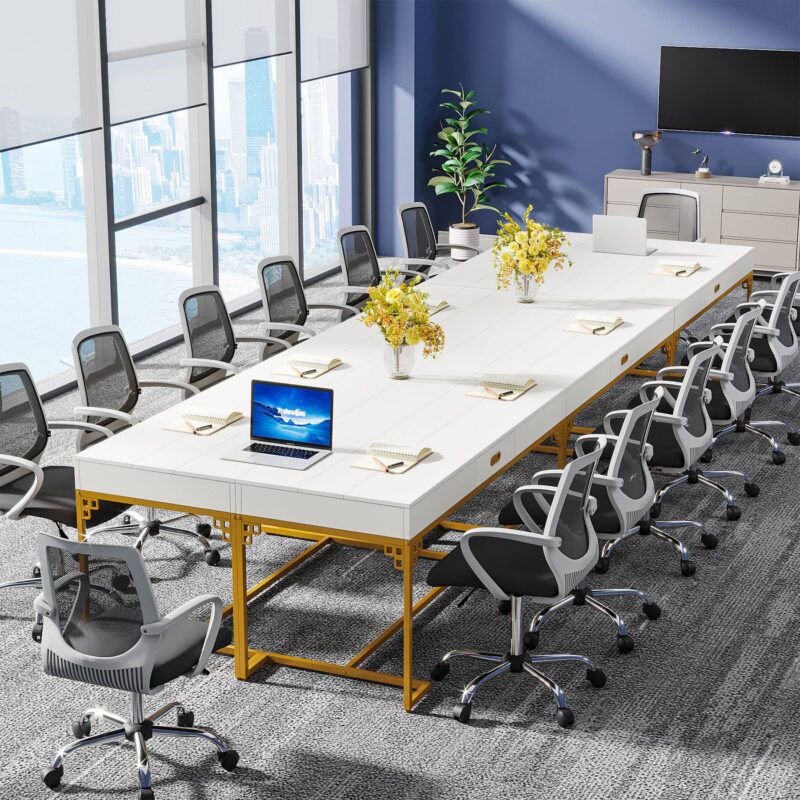 Executive Desk, 63” Rectangular Office Conference Table with Drawers - Image 6