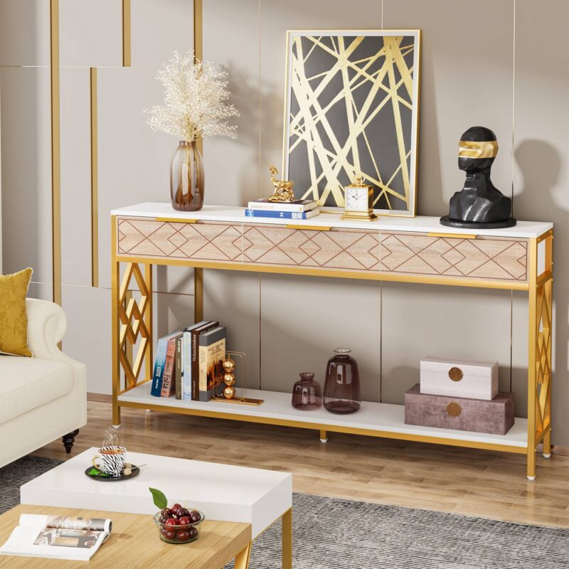 Console Table, 70.9 inch Sofa Entryway Table with 3 Drawers & Shelves - Image 3