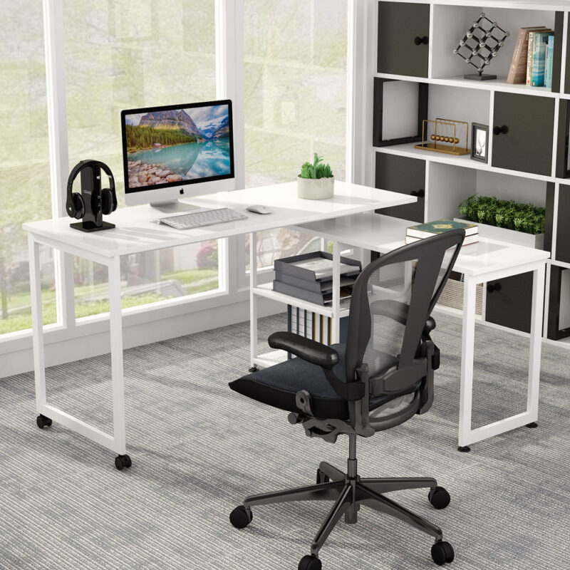 Rotating Desk, 360° Rotating Reversible L-Shaped Corner Desk - Image 3