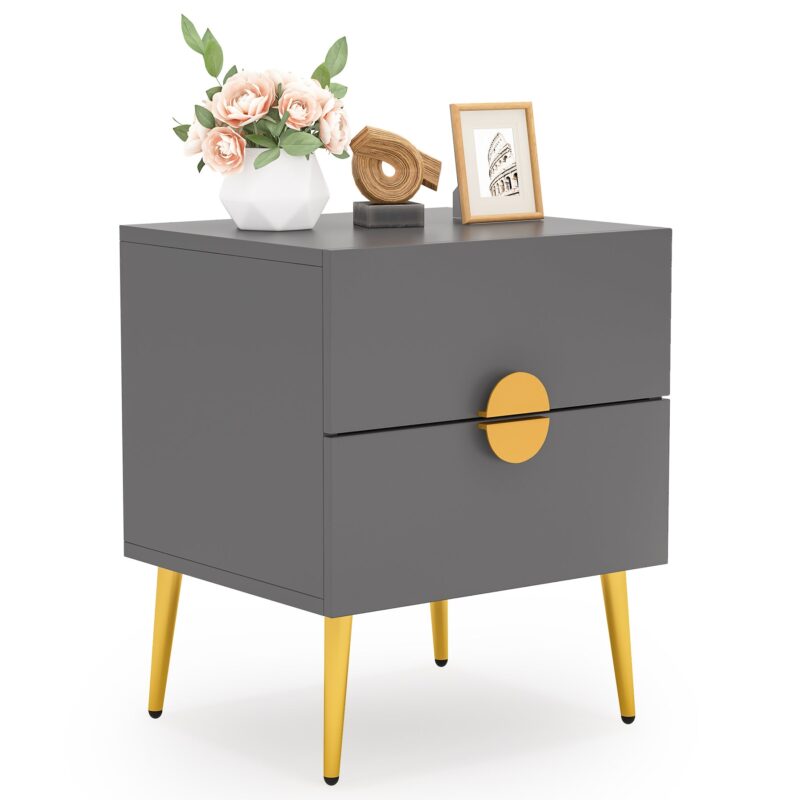 Nightstands, Modern Bedside Table with 2 Drawers