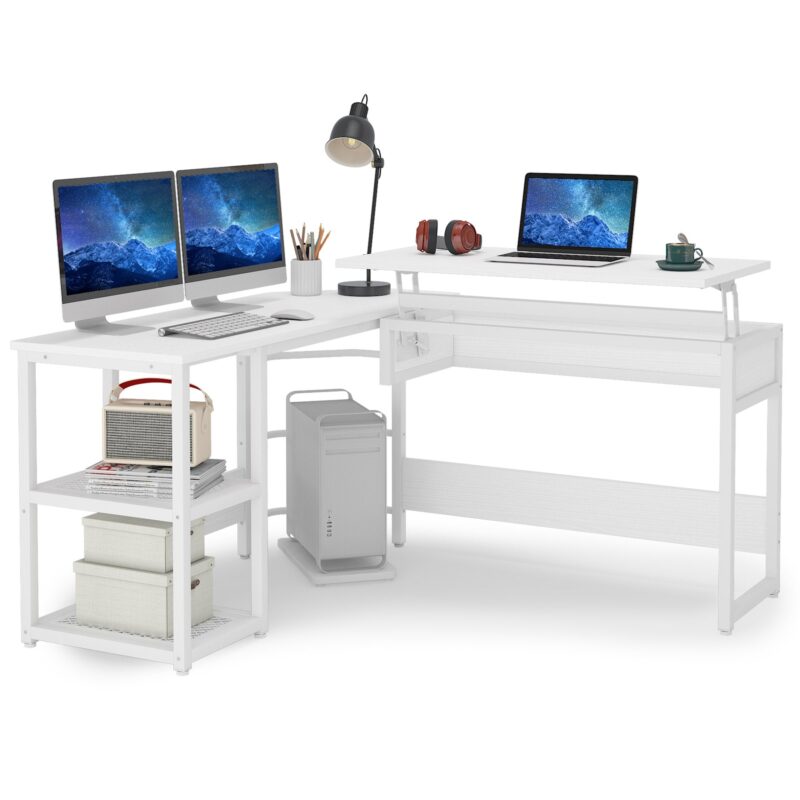 L-Shaped Desk,  Sit to Stand Corner Computer Desk with Lift Top - Image 9