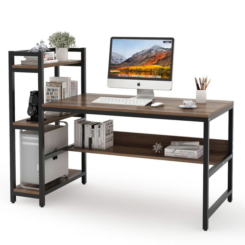 Computer Desk, 60 inch Study Desk with Reversible Storage Shelves - Image 7