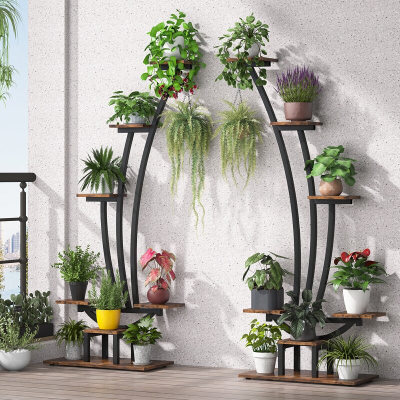 Plant Stand, Metal Curved Display Shelf Pack of 2 - Image 3