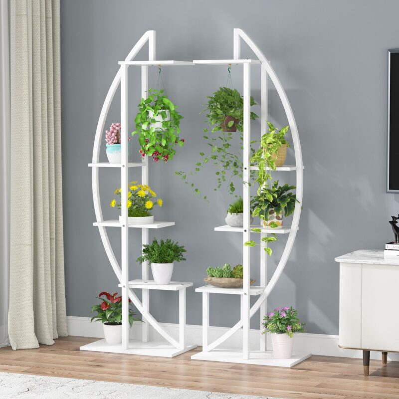 Plant Stand, 5-Tier Curved Flower Display Shelf Pack of 2 - Image 4