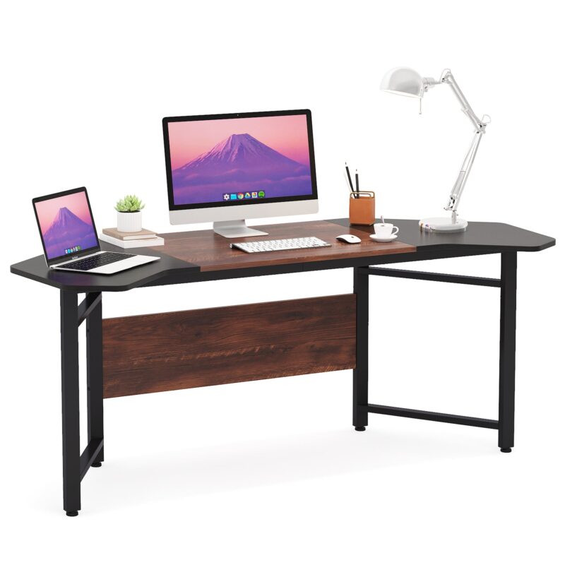 Computer Desk, 66.5" Wing-Shaped Executive Desk Study Table