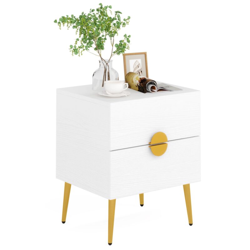 Nightstands, Modern Bedside Table with 2 Drawers - Image 8