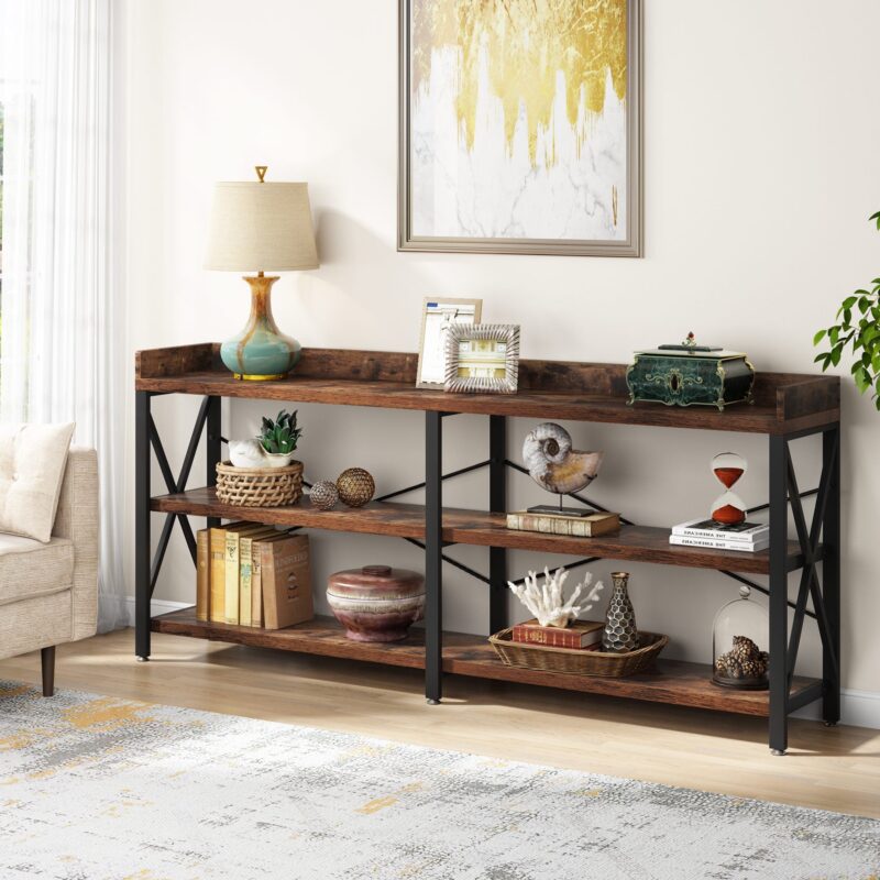 Console Table, 3 Tier Sofa Table Behind Couch with Storage Shelves - Image 3