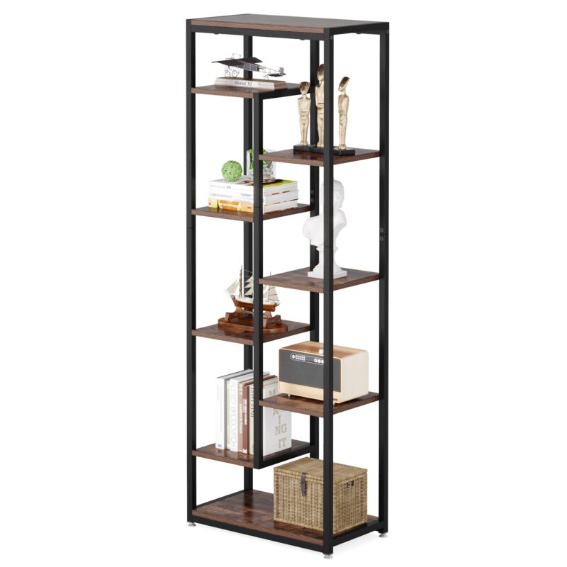 Bookshelf, 70.8" Etagere Bookcase Storage Display Shelf Unit