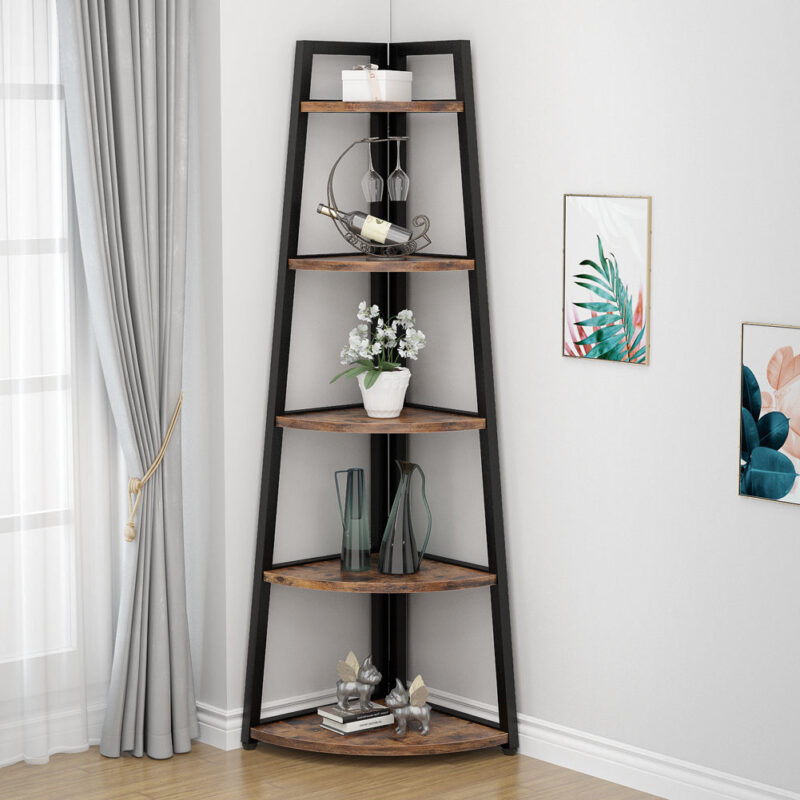 Corner Shelf, 70" Tall Corner Ladder Shelf Small Bookshelf - Image 3