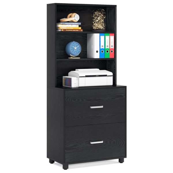 File Cabinet, Vertical Printer Stand with 2 Drawers &  Storage Shelves