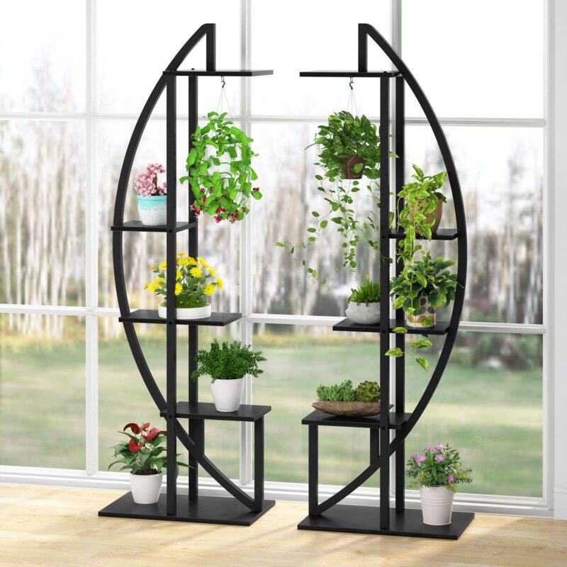 Plant Stand, 5-Tier Curved Flower Display Shelf Pack of 2 - Image 11