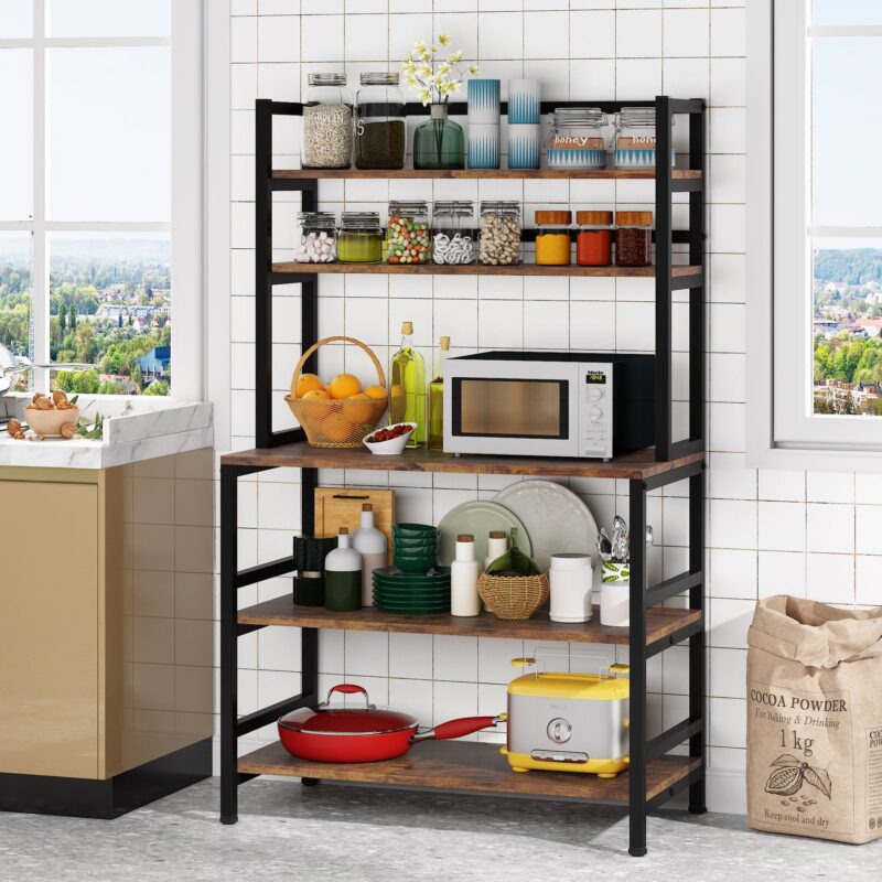 Kitchen Baker's Rack, 5-Tier Microwave Oven Stand with Hutch - Image 10