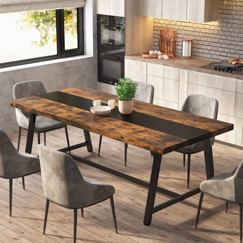 Dining Table for 8 People, 70.87" Rectangular Wood Kitchen Table - Image 2